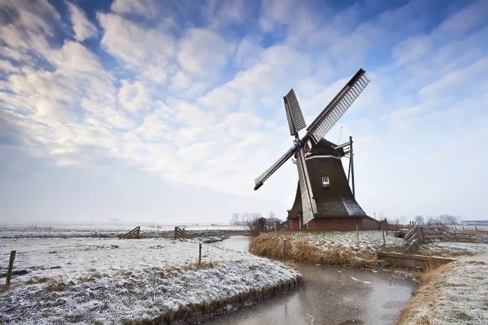 Framed Print : Cloudscape over Dutch Windmill Print Framed Print : Cloudscape over Dutch Windmill Print
