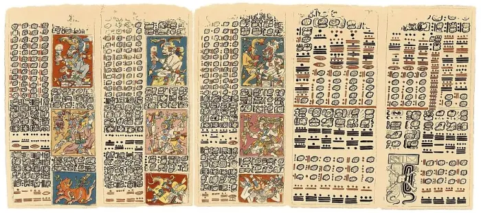 Framed Print : Facsimile Print of the 13th-century Codex Dresdensis Mayan manuscript Framed Print : Facsimile Print of the 13th-century Codex Dresdensis Mayan manuscript