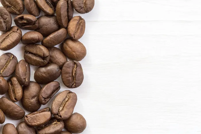 Framed Print : Coffee Bean Print on Painted Wood Surface Framed Print : Coffee Bean Print on Painted Wood Surface
