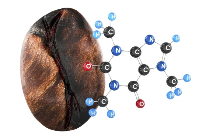 Framed Print : 3D Coffee Bean Print with Caffeine Molecule Framed Print : 3D Coffee Bean Print with Caffeine Molecule