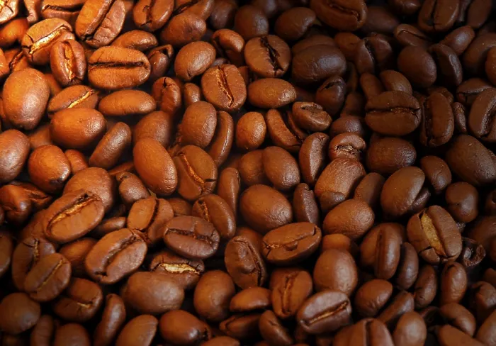 Framed Print : Coffee Beans Print - Roasted Coffee Beans in a Pan Framed Print : Coffee Beans Print - Roasted Coffee Beans in a Pan