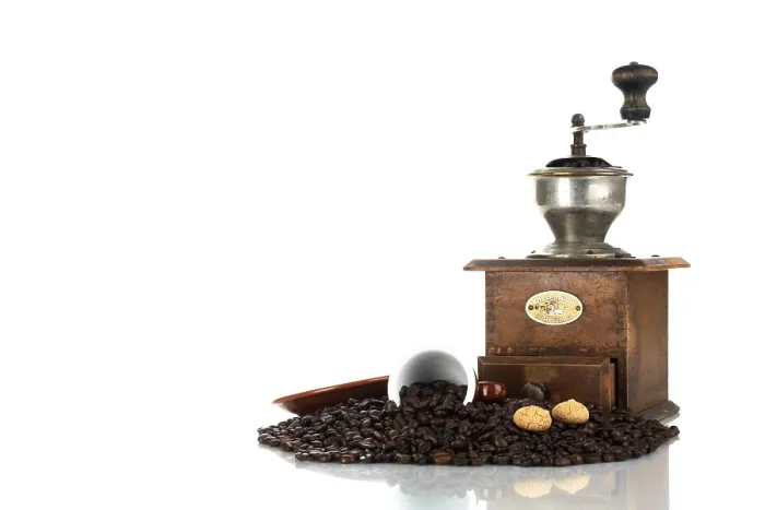 Framed Print : Coffee Mill Print with Coffee Beans Framed Print : Coffee Mill Print with Coffee Beans