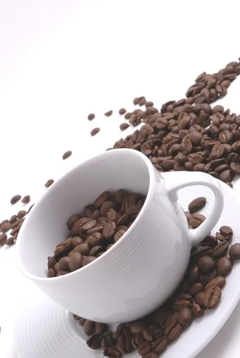 Framed Print : Coffee Cup with Beans Print Framed Print : Coffee Cup with Beans Print