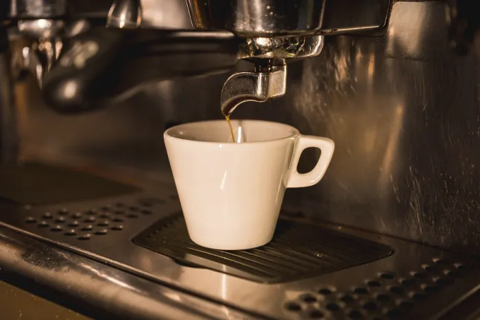 Framed Print : Coffee Machine Print: Decaf in a White Cup Framed Print : Coffee Machine Print: Decaf in a White Cup
