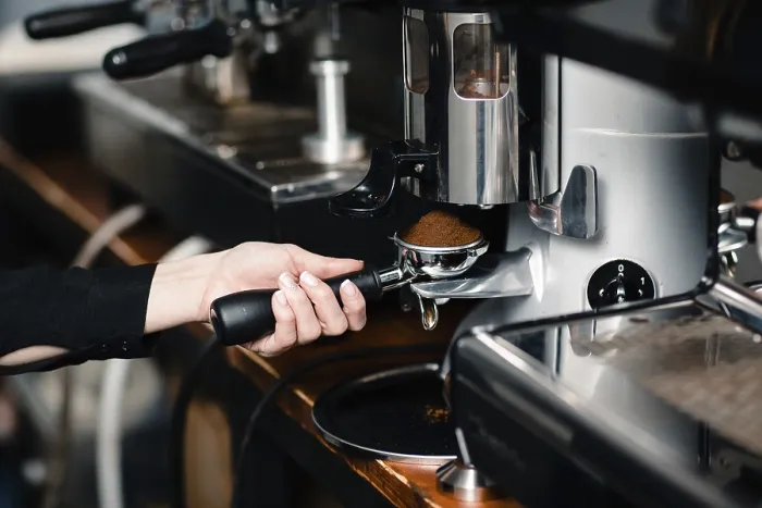 Framed Print : Coffee Making Print: Portafilter in Grinder Framed Print : Coffee Making Print: Portafilter in Grinder