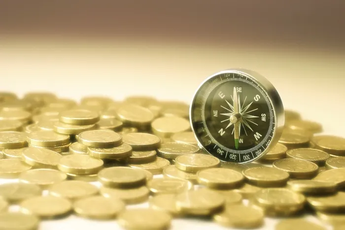 Framed Print : Coins and Compass Print Framed Print : Coins and Compass Print