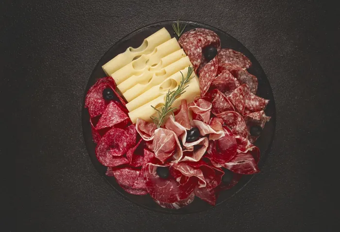 Framed Print : Cold Cuts and Cheese Print, Top View Framed Print : Cold Cuts and Cheese Print, Top View