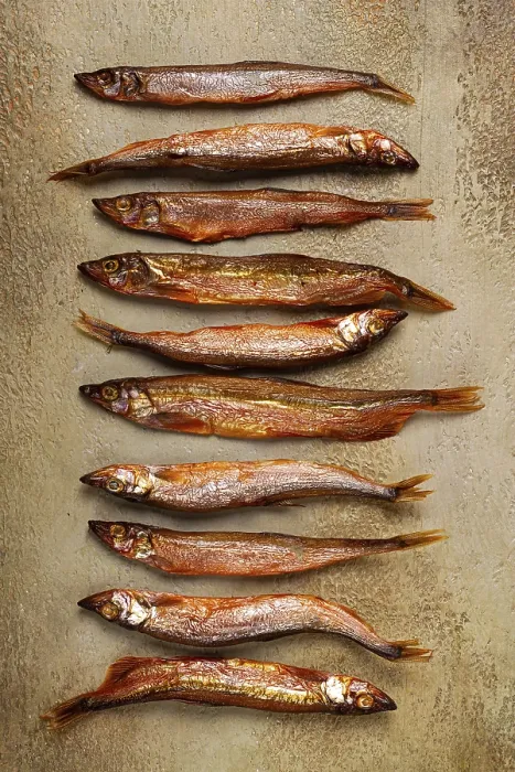 Framed Print : Cold Smoked Capelin Print - Top View Framed Print : Cold Smoked Capelin Print - Top View