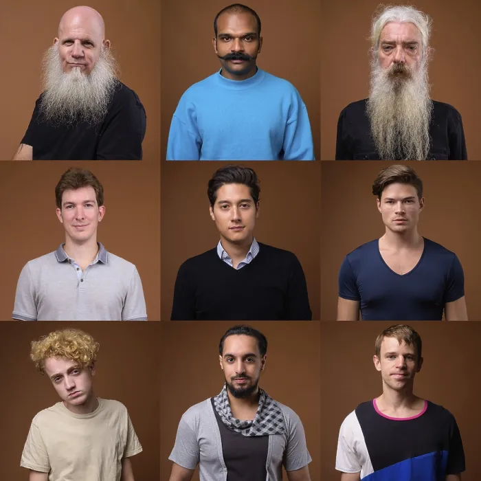 Framed Print : Diverse Men in Gray Background Print
