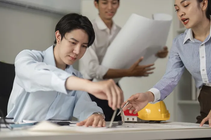 Framed Print : Architects Collaborate Over Project Plans Print Framed Print : Architects Collaborate Over Project Plans Print