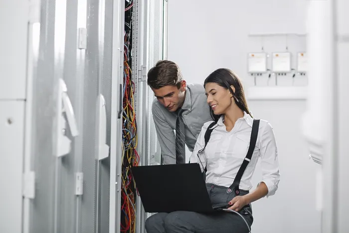 Framed Print : Colleagues Working on Maintaining a Server Room Print Framed Print : Colleagues Working on Maintaining a Server Room Print