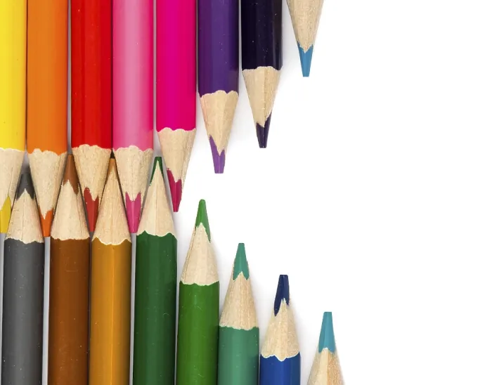 Framed Print : Color Pencils Print with Zigzag Composition Framed Print : Color Pencils Print with Zigzag Composition