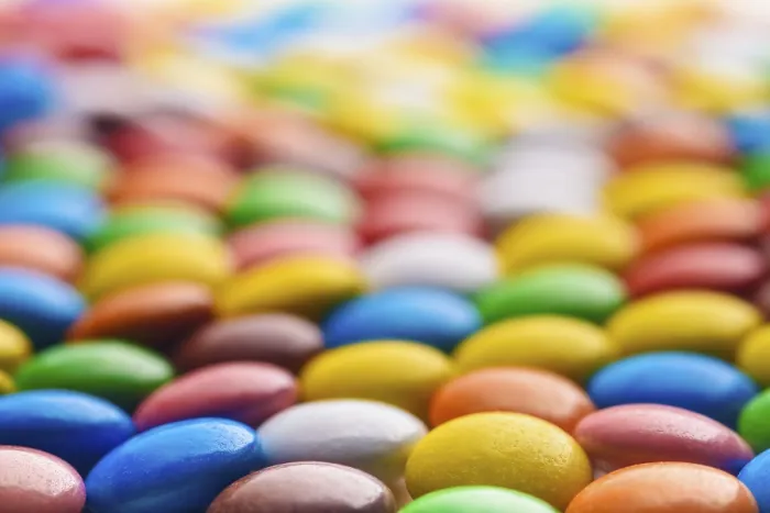 Framed Print : Colored Candy Print: Close-Up Table Scene Framed Print : Colored Candy Print: Close-Up Table Scene
