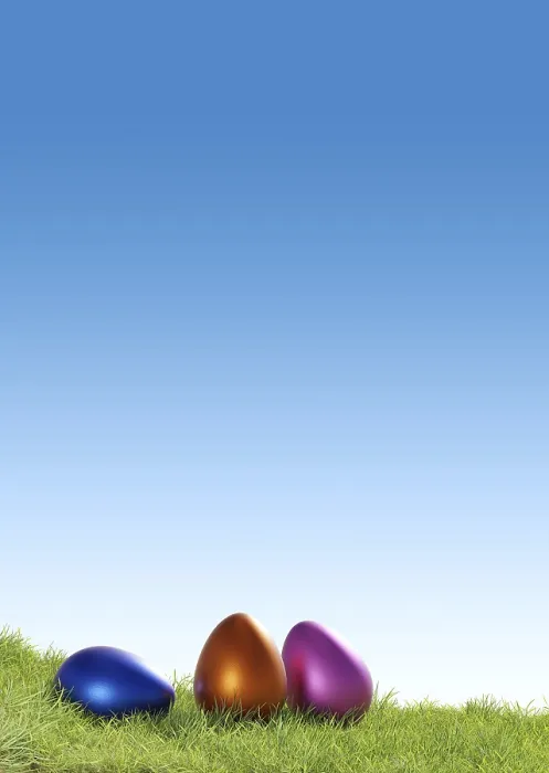 Framed Print : Three Colorful Easter Eggs Print on Grass Background Framed Print : Three Colorful Easter Eggs Print on Grass Background
