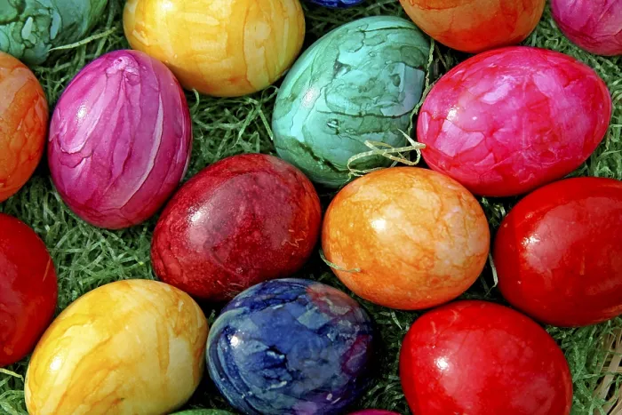 Framed Print : Colourful Easter Eggs and Grass Print