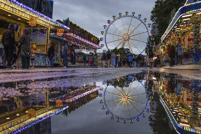 Framed Print : Colourful Mainfest Reflections Print, Frankfurt Germany Framed Print : Colourful Mainfest Reflections Print, Frankfurt Germany