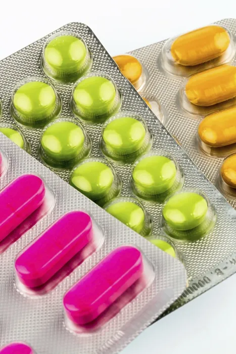 Framed Print : Colourful Tablets in Blister Pack Print Framed Print : Colourful Tablets in Blister Pack Print