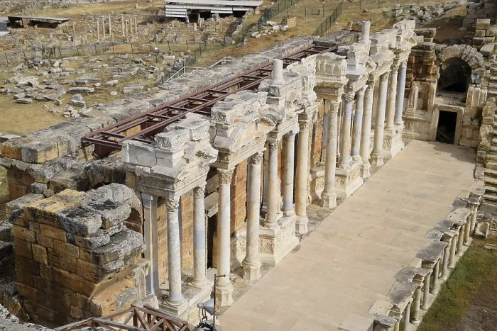 Framed Print : Columns on the Stage of Hierapolis Amphitheater Print