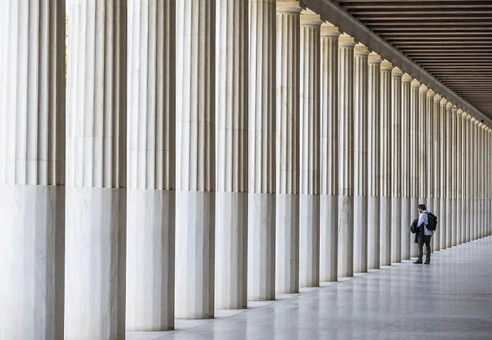 Framed Print : Columns in the Stoa of Attalos Print, Athens, Greece Framed Print : Columns in the Stoa of Attalos Print, Athens, Greece