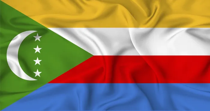 Framed Print : Comoros Flag Print with Realistic Waving Texture Framed Print : Comoros Flag Print with Realistic Waving Texture