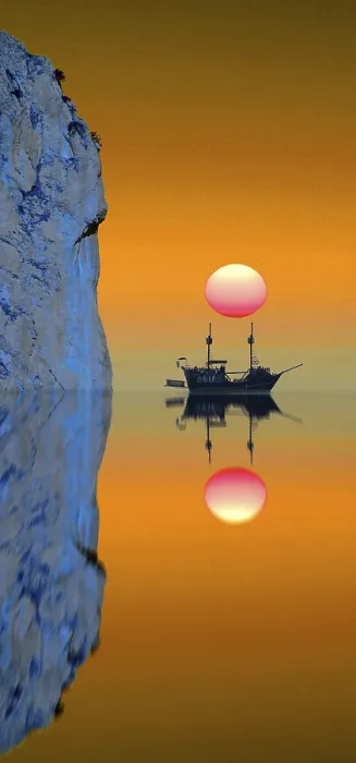 Framed Print : Composing: Ship with Sun Print Framed Print : Composing: Ship with Sun Print