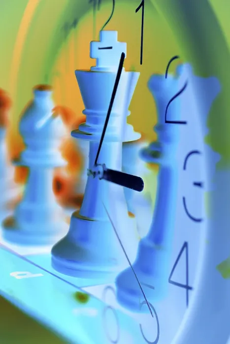 Framed Print : Composite of Clock and Chess Figures Print Framed Print : Composite of Clock and Chess Figures Print