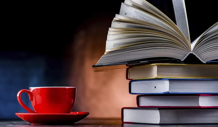Framed Print : A Composition with Books and a Cup of Coffee Print Framed Print : A Composition with Books and a Cup of Coffee Print