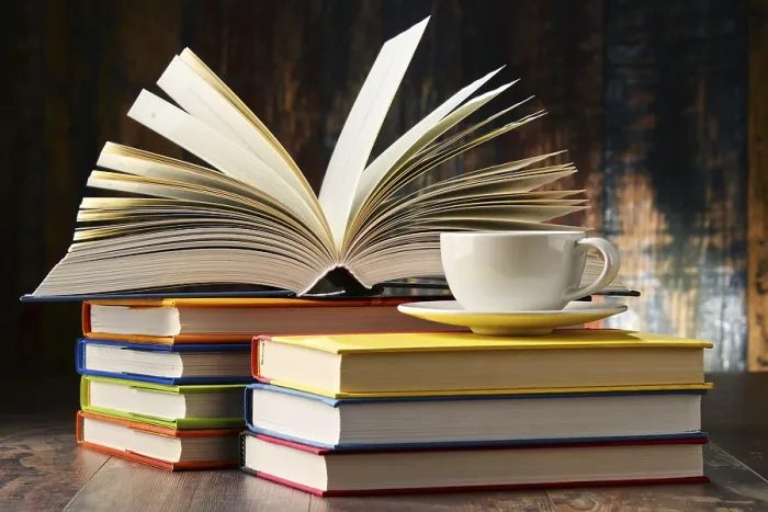 Framed Print : Composition with Books and Cup of Coffee Print Framed Print : Composition with Books and Cup of Coffee Print
