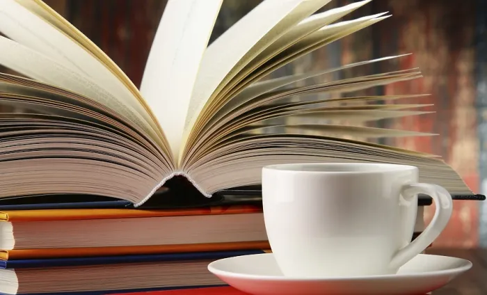 Framed Print : Composition with Books and Cup of Coffee Print Framed Print : Composition with Books and Cup of Coffee Print