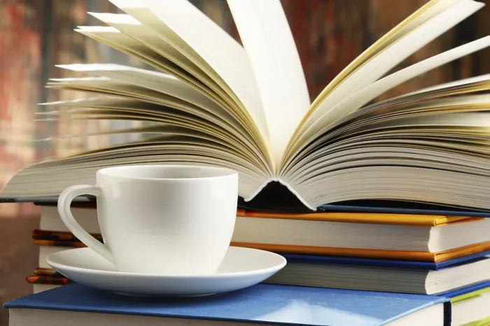 Framed Print : Composition with Books and Cup of Coffee Print Framed Print : Composition with Books and Cup of Coffee Print