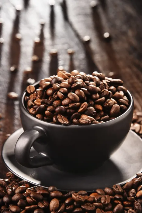 Framed Print : Composition with Cup of Coffee and Beans Print Framed Print : Composition with Cup of Coffee and Beans Print