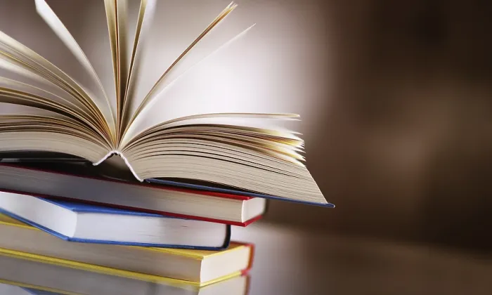 Framed Print : Book Stack with Open Hardcover Print Framed Print : Book Stack with Open Hardcover Print