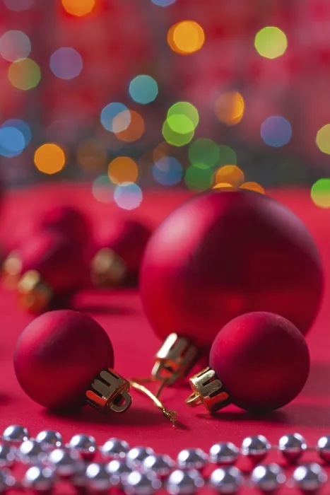 Framed Print : Composition of Red Christmas Balls on Red Table Print Framed Print : Composition of Red Christmas Balls on Red Table Print