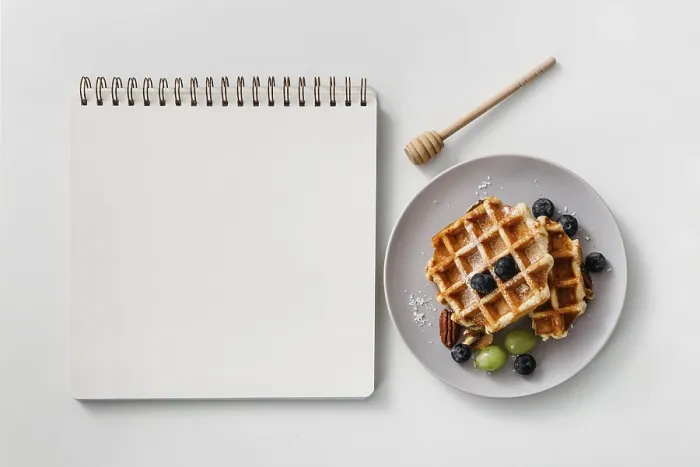 Framed Print : Composition Tasty Breakfast Waffles Print Framed Print : Composition Tasty Breakfast Waffles Print