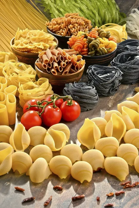 Framed Print : Composition with variety of pasta on kitchen table Print Framed Print : Composition with variety of pasta on kitchen table Print
