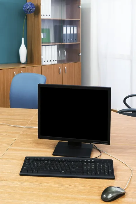 Framed Print : Computer on a Desk Print in Modern Office Framed Print : Computer on a Desk Print in Modern Office