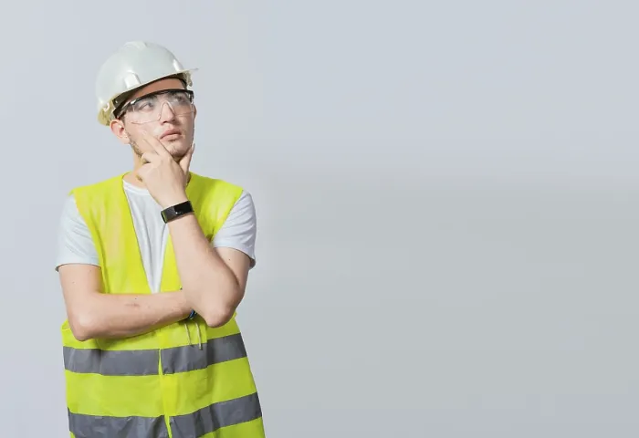 Framed Print : Meditative Engineer Print - Pensive Builder in Thought