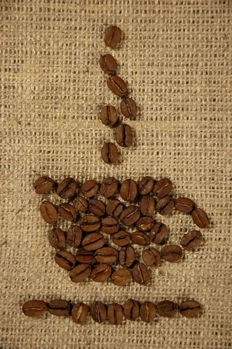 Framed Print : Coffee Beans Pattern Print on Sacking Background Framed Print : Coffee Beans Pattern Print on Sacking Background