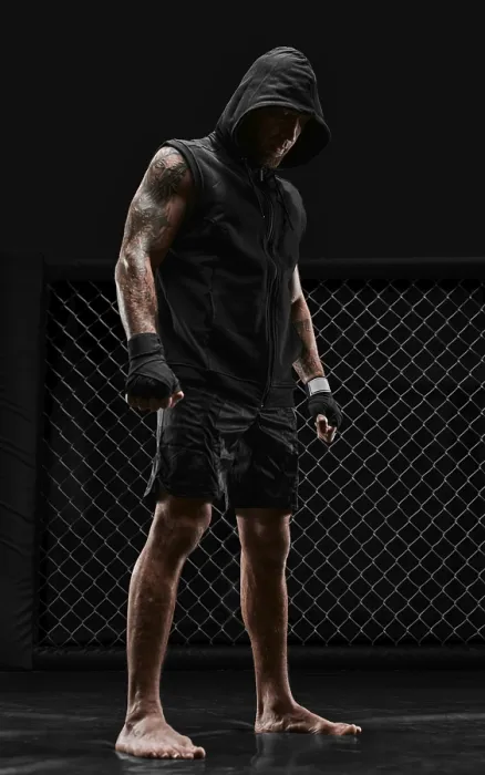 Framed Print : Conceptual Kickboxer in the MMA Octagon Print Framed Print : Conceptual Kickboxer in the MMA Octagon Print