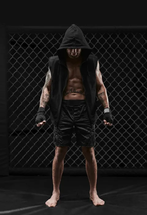 Framed Print : Conceptual Image of a Kickboxer in the Octagon Print Framed Print : Conceptual Image of a Kickboxer in the Octagon Print
