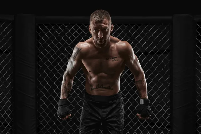 Framed Print : Kickboxer in the Octagon Print Framed Print : Kickboxer in the Octagon Print