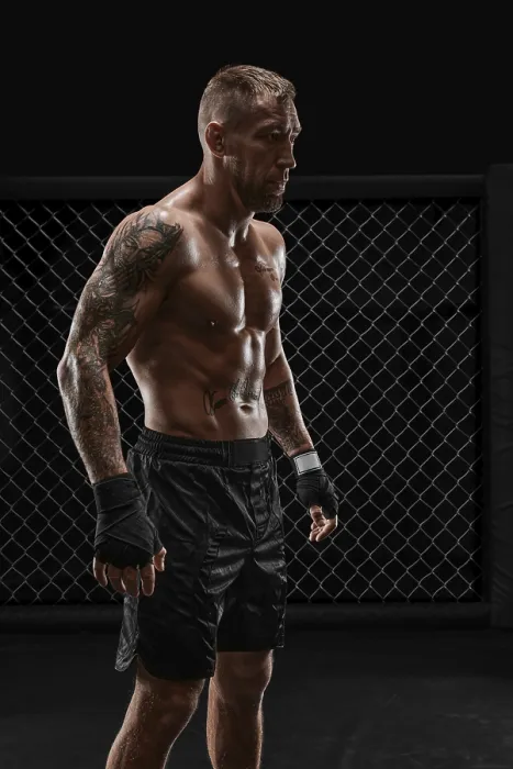 Framed Print : Kickboxer in the Octagon MMA Training Print