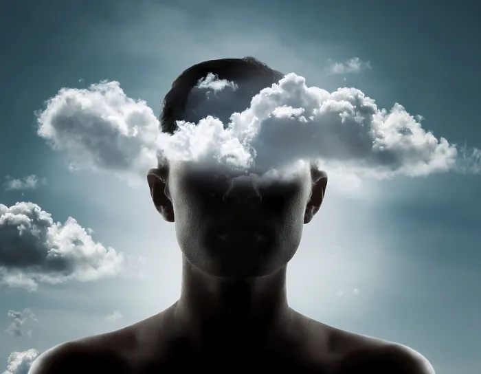 Framed Print : Human Profile Blending with Clouds Print Framed Print : Human Profile Blending with Clouds Print