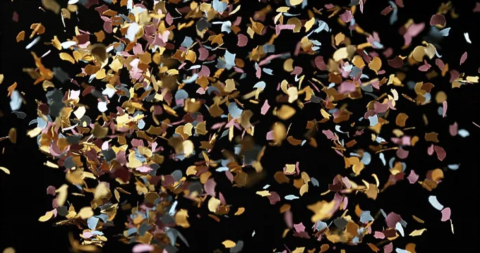 Framed Print : Confetti Print - Falling against Black Background