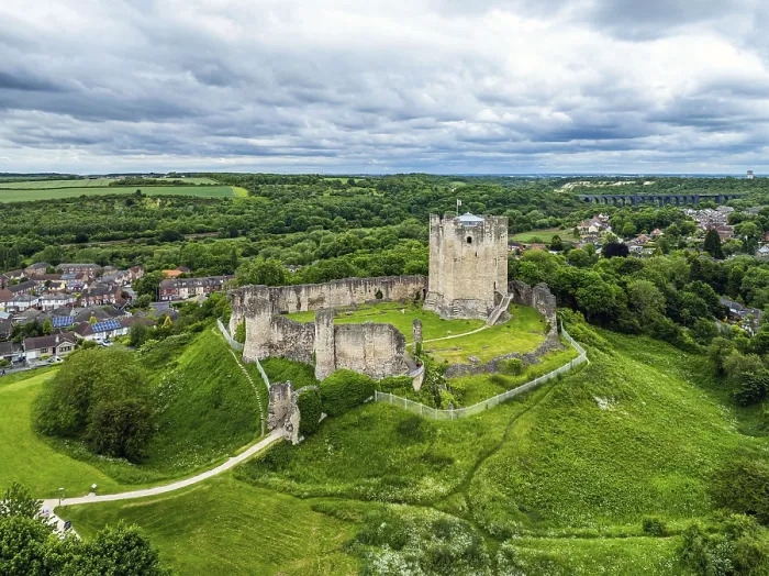 Framed Print : Conisbrough Castle Print from a Drone, South Yorkshire, England Framed Print : Conisbrough Castle Print from a Drone, South Yorkshire, England