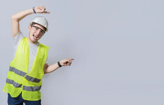 Framed Print : Construction Engineer Pointing at Advertisement Print Framed Print : Construction Engineer Pointing at Advertisement Print