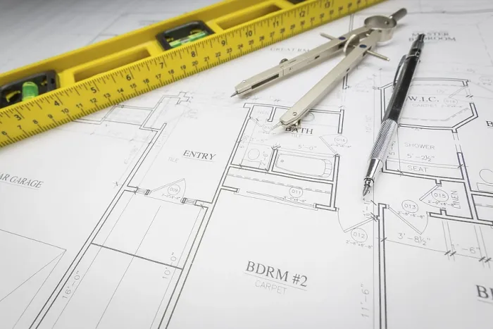 Framed Print : Construction Tools on Custom House Plans Print Framed Print : Construction Tools on Custom House Plans Print