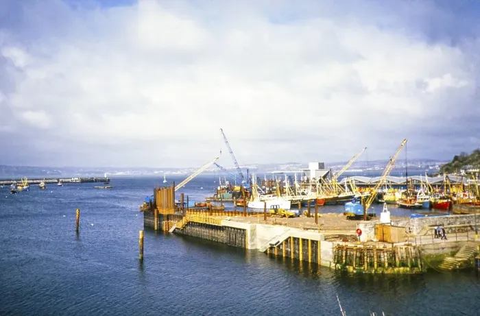 Framed Print : Brixham New Outer Harbour Construction Print 1986 Framed Print : Brixham New Outer Harbour Construction Print 1986