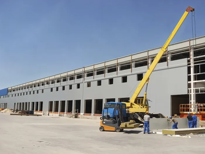 Framed Print : Construction Site Print: Industrial Building Assembly Framed Print : Construction Site Print: Industrial Building Assembly