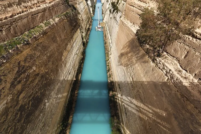 Framed Print : Corinth Canal Construction Work Print, Greece Framed Print : Corinth Canal Construction Work Print, Greece